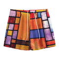 Colorful Stained Glass Mosaic Print Mesh Shorts