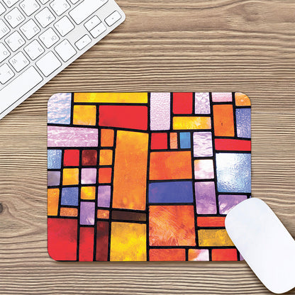 Colorful Stained Glass Mosaic Print Mouse Pad