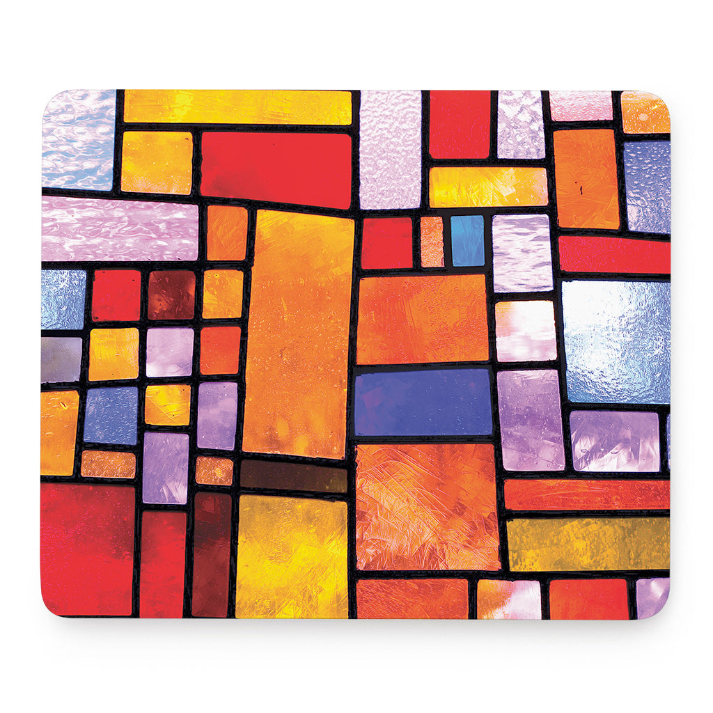 Colorful Stained Glass Mosaic Print Mouse Pad