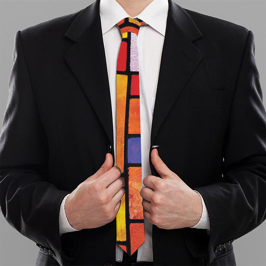 Colorful Stained Glass Mosaic Print Necktie