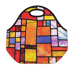 Colorful Stained Glass Mosaic Print Neoprene Lunch Bag