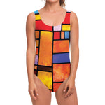 Colorful Stained Glass Mosaic Print One Piece Swimsuit