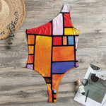 Colorful Stained Glass Mosaic Print One Shoulder Bodysuit