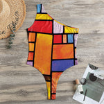 Colorful Stained Glass Mosaic Print One Shoulder Bodysuit