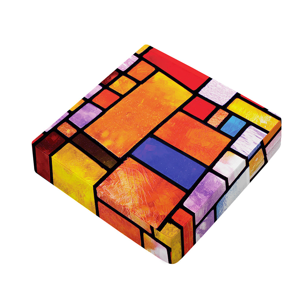 Colorful Stained Glass Mosaic Print Outdoor Seat Cushion Cover