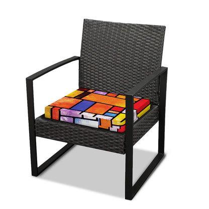 Colorful Stained Glass Mosaic Print Outdoor Seat Cushion Cover