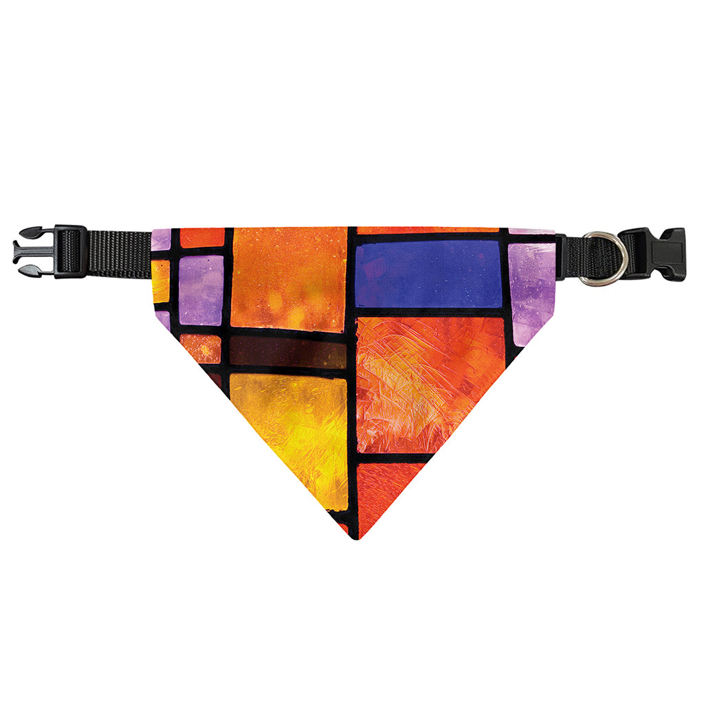 Colorful Stained Glass Mosaic Print Over The Collar Dog Bandana