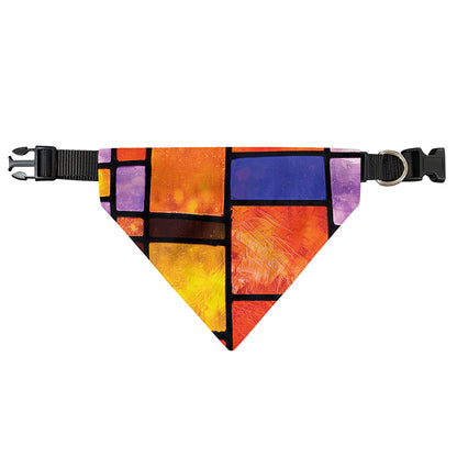 Colorful Stained Glass Mosaic Print Over The Collar Dog Bandana