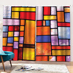 Colorful Stained Glass Mosaic Print Pencil Pleat Curtains