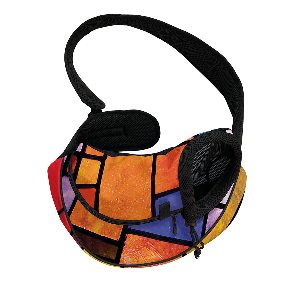 Colorful Stained Glass Mosaic Print Pet Sling Carrier