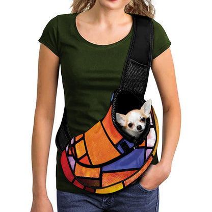 Colorful Stained Glass Mosaic Print Pet Sling Carrier