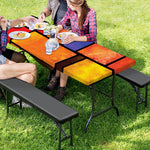 Colorful Stained Glass Mosaic Print Picnic Table Cover