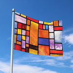 Colorful Stained Glass Mosaic Print Polyester Flag