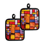 Colorful Stained Glass Mosaic Print Pot Holders