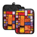 Colorful Stained Glass Mosaic Print Pot Holders With Pocket