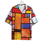 Colorful Stained Glass Mosaic Print Rayon Hawaiian Shirt