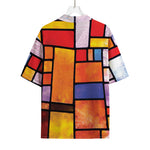 Colorful Stained Glass Mosaic Print Rayon Hawaiian Shirt