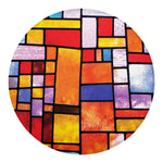Colorful Stained Glass Mosaic Print Round Blanket