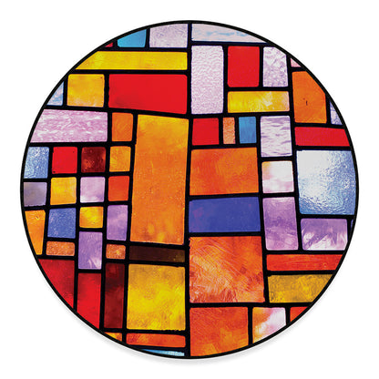 Colorful Stained Glass Mosaic Print Round Floor Mat