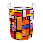 Colorful Stained Glass Mosaic Print Round Laundry Basket
