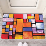 Colorful Stained Glass Mosaic Print Rubber Doormat