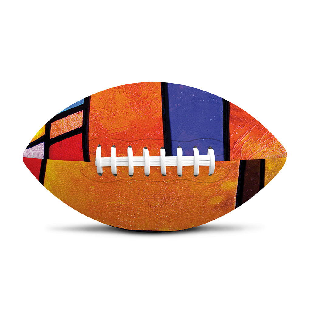Colorful Stained Glass Mosaic Print Rugby Ball