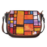Colorful Stained Glass Mosaic Print Saddle Bag