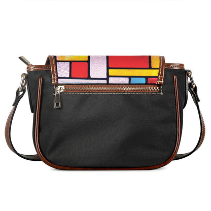 Colorful Stained Glass Mosaic Print Saddle Bag