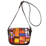 Colorful Stained Glass Mosaic Print Saddle Bag