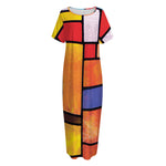 Colorful Stained Glass Mosaic Print Short Sleeve Long Nightdress