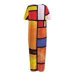 Colorful Stained Glass Mosaic Print Short Sleeve Long Nightdress