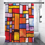 Colorful Stained Glass Mosaic Print Shower Curtain