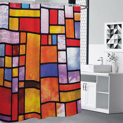 Colorful Stained Glass Mosaic Print Shower Curtain