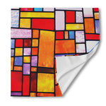 Colorful Stained Glass Mosaic Print Silk Bandana