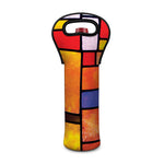 Colorful Stained Glass Mosaic Print Single Neoprene Wine Tote