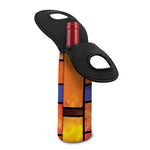 Colorful Stained Glass Mosaic Print Single Neoprene Wine Tote