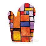Colorful Stained Glass Mosaic Print Single Oven Mitt