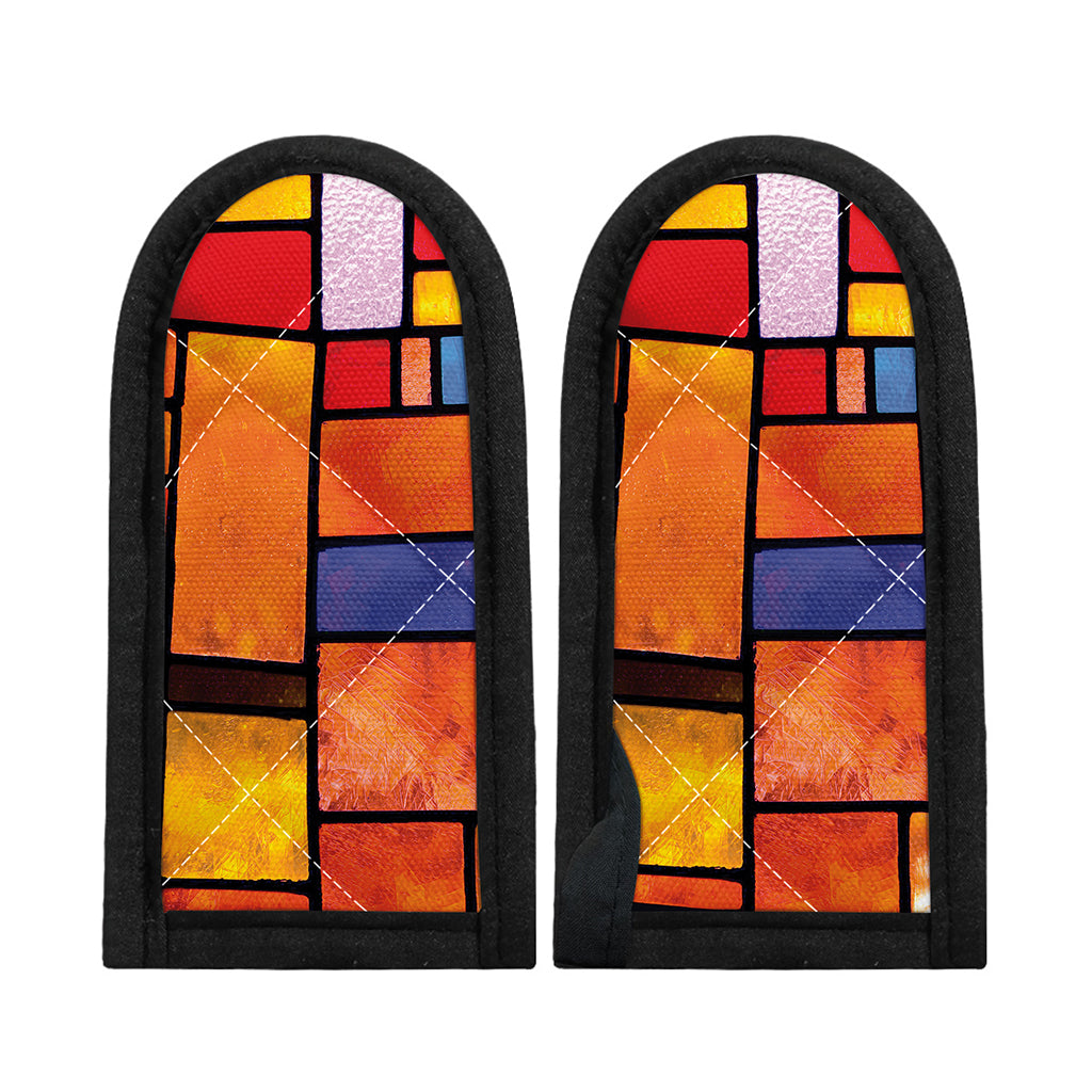 Colorful Stained Glass Mosaic Print Skillet Handle Cover