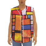 Colorful Stained Glass Mosaic Print Sleeveless Baseball Jersey