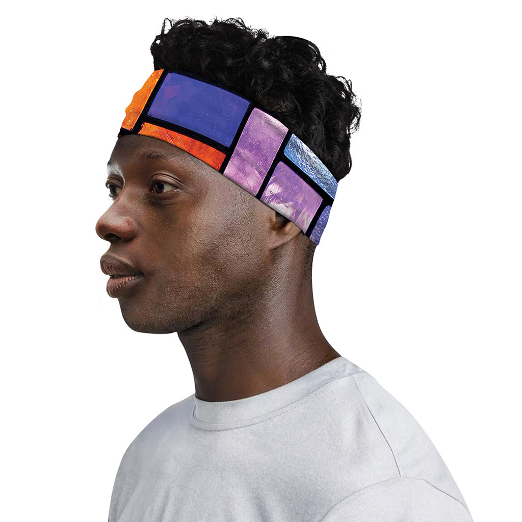 Colorful Stained Glass Mosaic Print Sports Headband