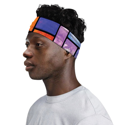 Colorful Stained Glass Mosaic Print Sports Headband