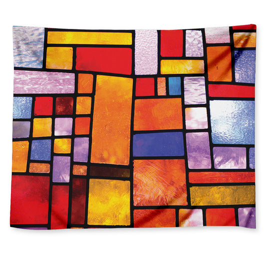 Colorful Stained Glass Mosaic Print Tapestry