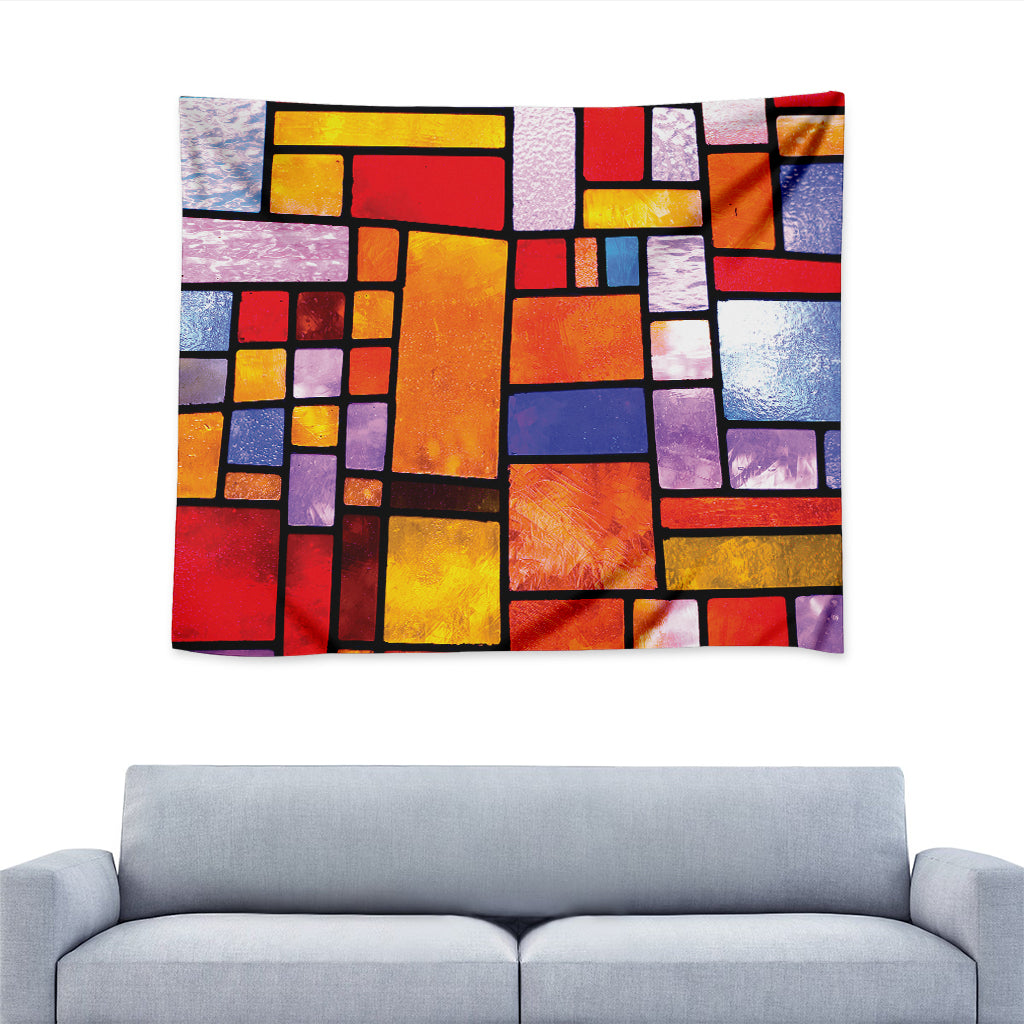 Colorful Stained Glass Mosaic Print Tapestry