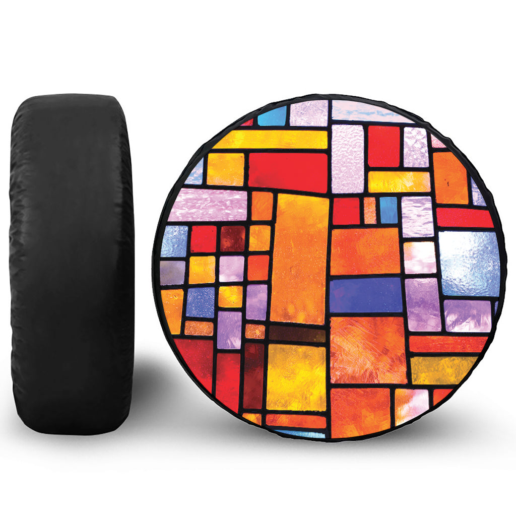 Colorful Stained Glass Mosaic Print Tire Cover