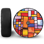 Colorful Stained Glass Mosaic Print Tire Cover With Camera Hole