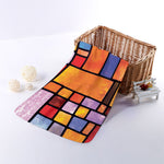 Colorful Stained Glass Mosaic Print Towel