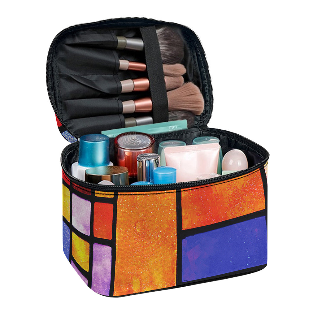 Colorful Stained Glass Mosaic Print Travel Makeup Bag