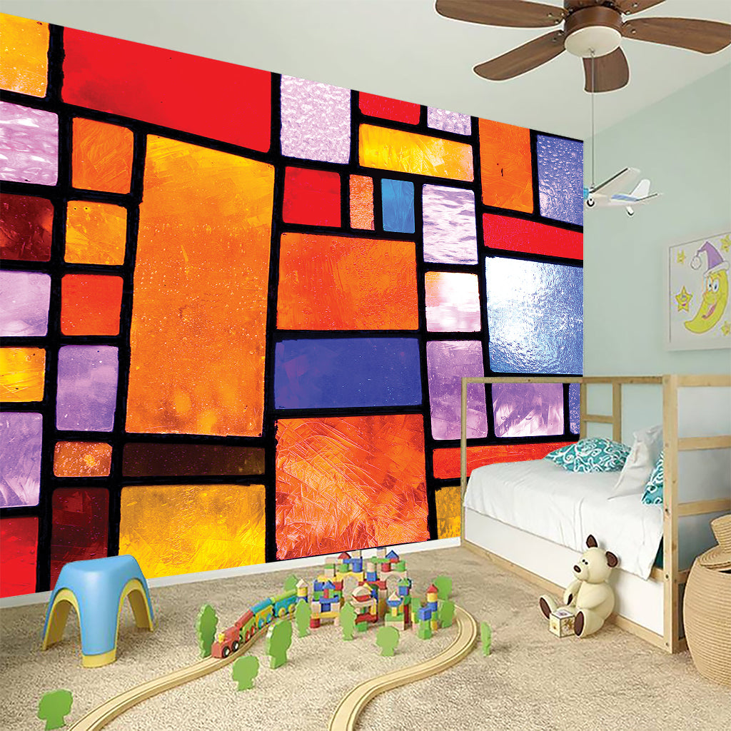 Colorful Stained Glass Mosaic Print Wall Sticker