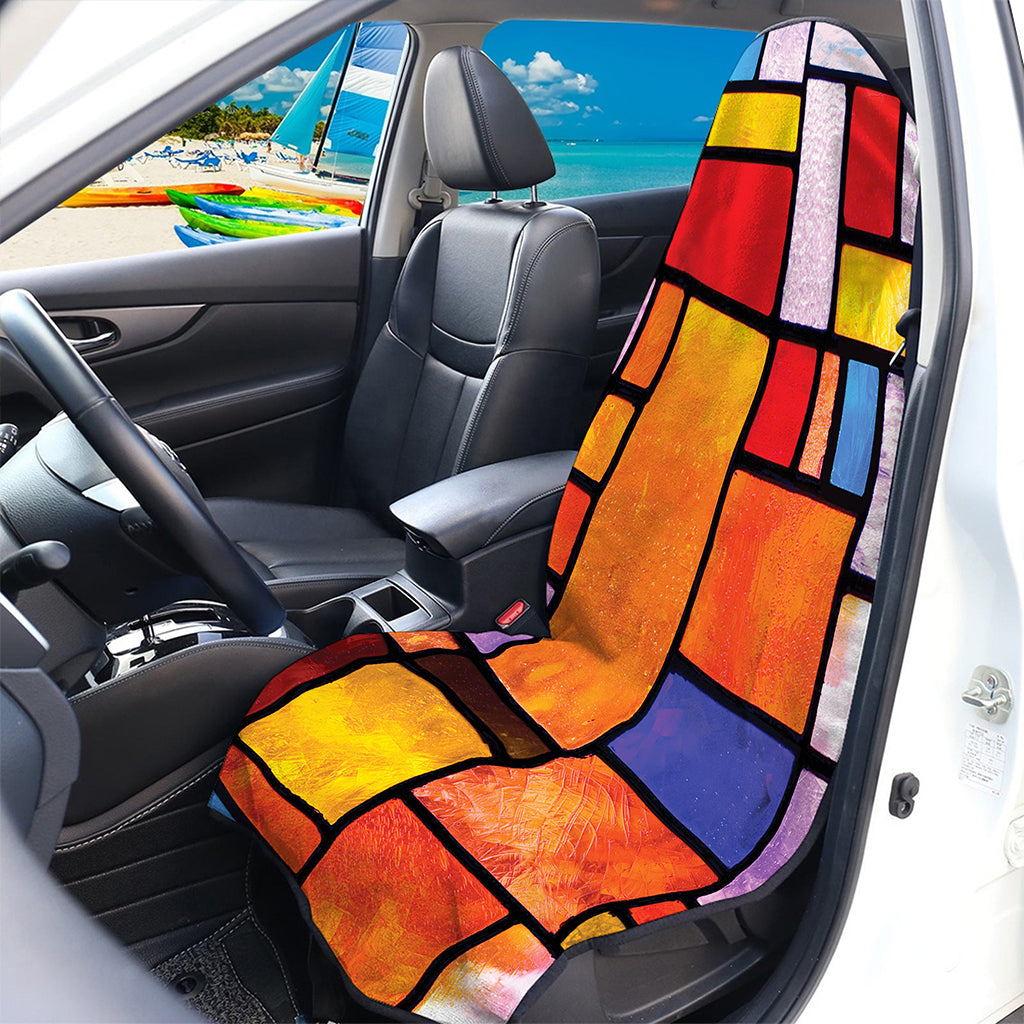 Colorful Stained Glass Mosaic Print Waterproof Car Seat Cover
