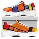 Colorful Stained Glass Mosaic Print White Chunky Shoes